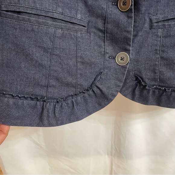 Lane Bryant 18 Denim Blazer Ruffles Career Office Work Business Casual - Picture 2 of 5